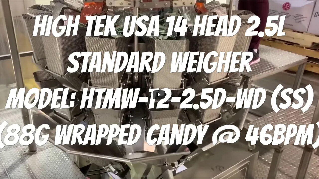 (Wrapped Candy Packing Machine HighTek USA - 14 Head 2.5L Standard Weigher, Model HTMW-T2-2.5D-WD SS