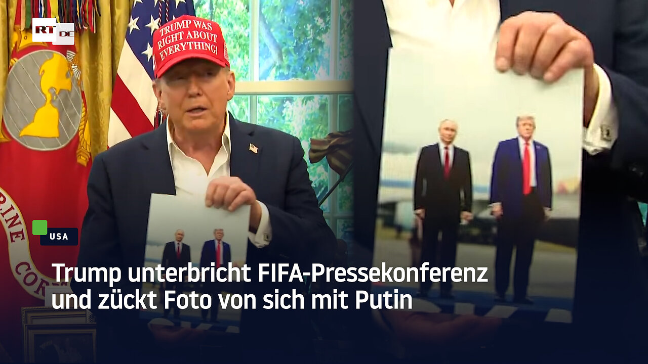 Trump unterbricht FIFA-Pressekonferenz und zückt Foto von sich mit Putin