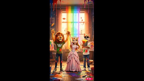 😍 Cat 😺 and friends are painting and dancing 💃 😍 Cat dog and lion cartoons