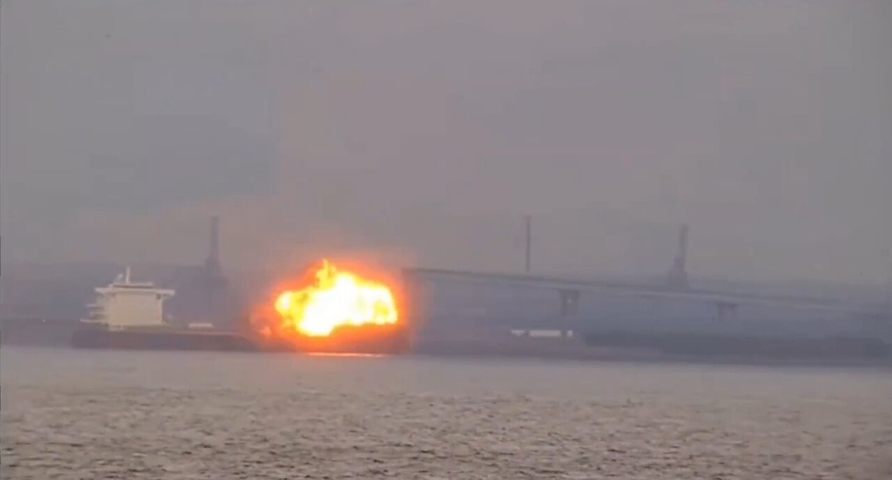 Cargo Ship Explodes In Baltimore Harbor In Maryland