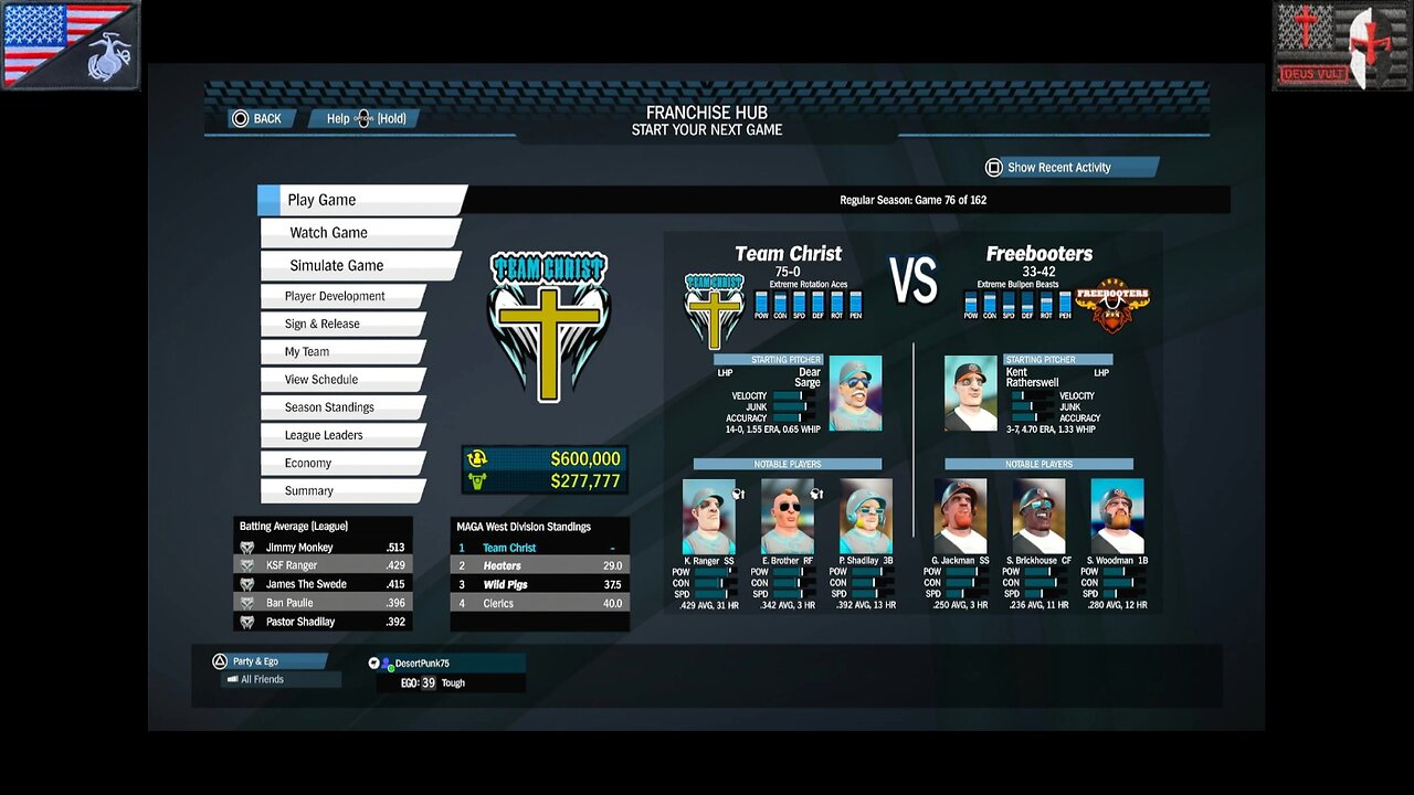 Based Sportsball 2025: Regular Season - Game #76 [Team Christ at Freebooters]