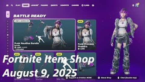 Fortnite Item Shop|August 9, 2025(*New* Punk Nautilus Bundle & No Money Emote)