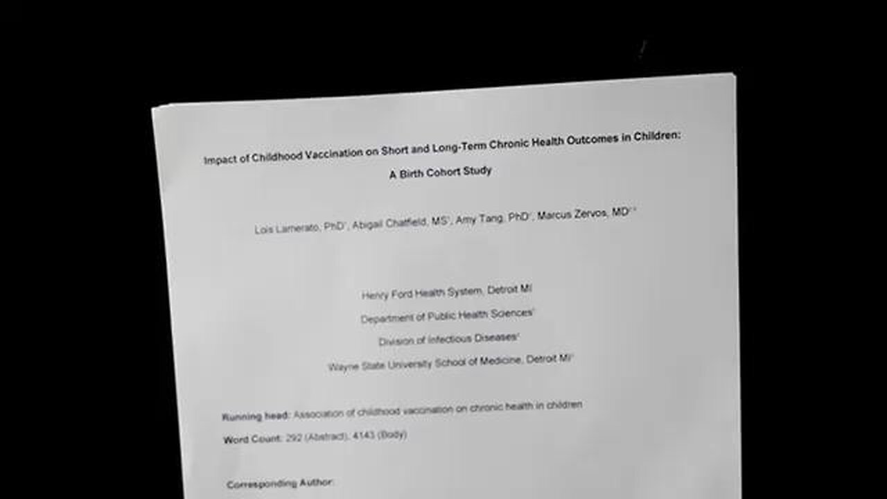 Henry Ford Vaxxed vs. Unvaxxed Study Found Vaccinated Kids Less Healthy