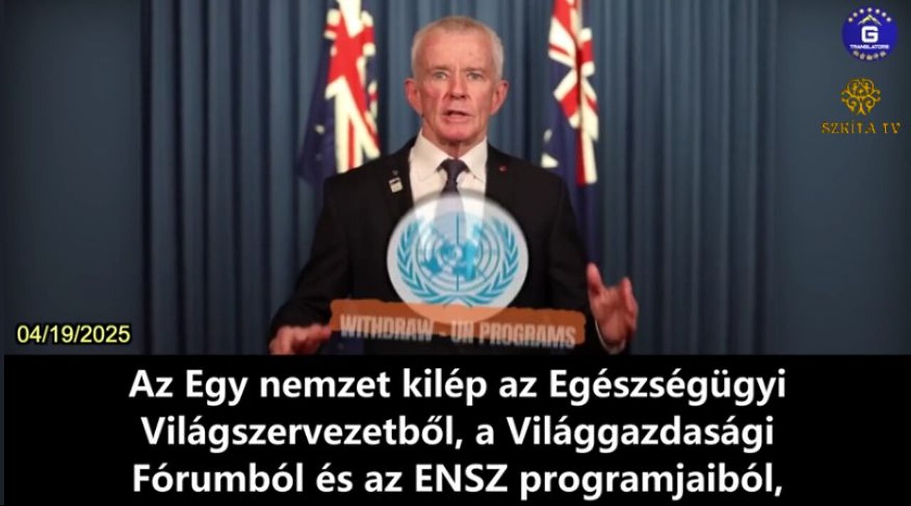 Malcolm Roberts szenátor: Ausztrália kilép a WHO-ból, a WEF-ből és az ENSZ programjaiból