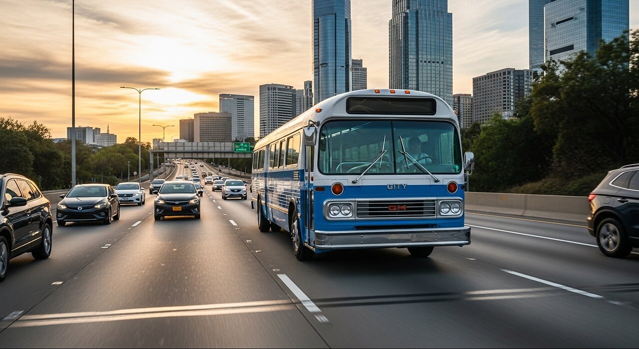 GM 1970 Citybus Driving On the road In 2025 Grok Ai