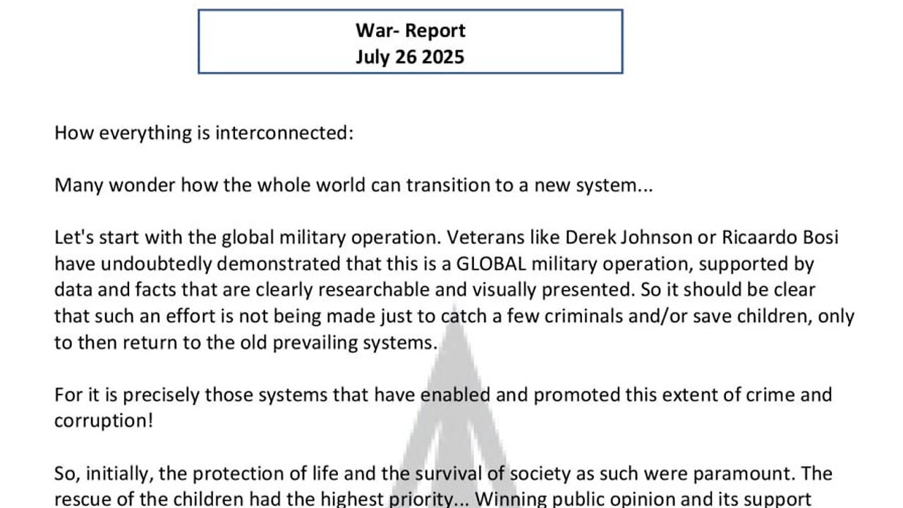 WAR REPORT - JULY 26 2025 - HOW EVERYTHING IS INTERCONNECTED