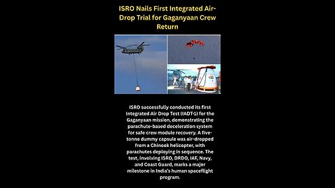 ISRO Nails First Integrated Air-Drop