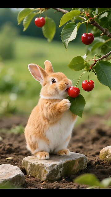 satisfaction ai video rabbit eating fruit
