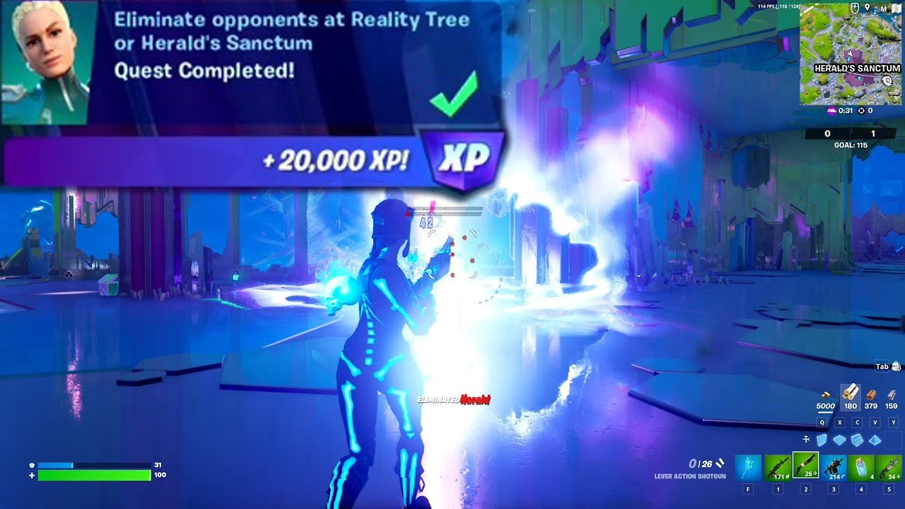 Eliminate opponents at Reality Tree or Herald's Sanctum