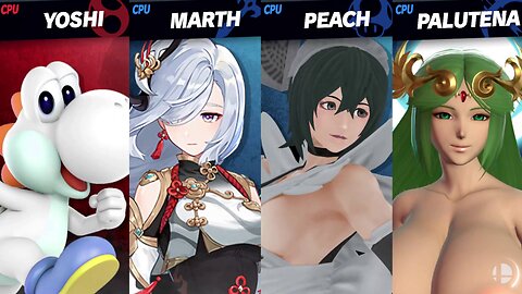 White Yoshi vs Shenhe & Iroha & Thick Palutena (Nude) [MAKI Member Request NSFW Rumble Exclusive]