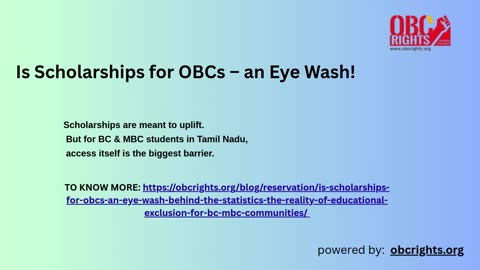 Is Scholarships for OBCs – an Eye Wash! - obcrights