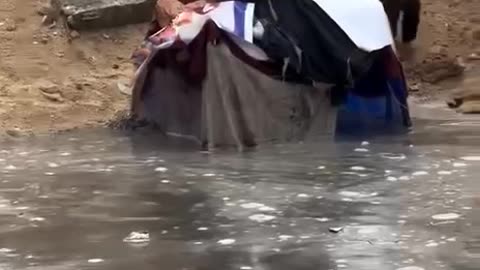 Heartbreaking scenes as displaced Palestinian children are forced out of their tent