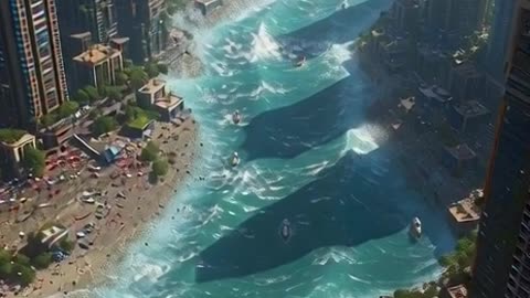 Earth polar shift, sending tidal waves to Buildings in the City