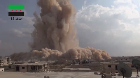 Syrian War Hamediah, N. Aleppo, tunnel bomb explosion (FSA 13th Division) 2014.10.16