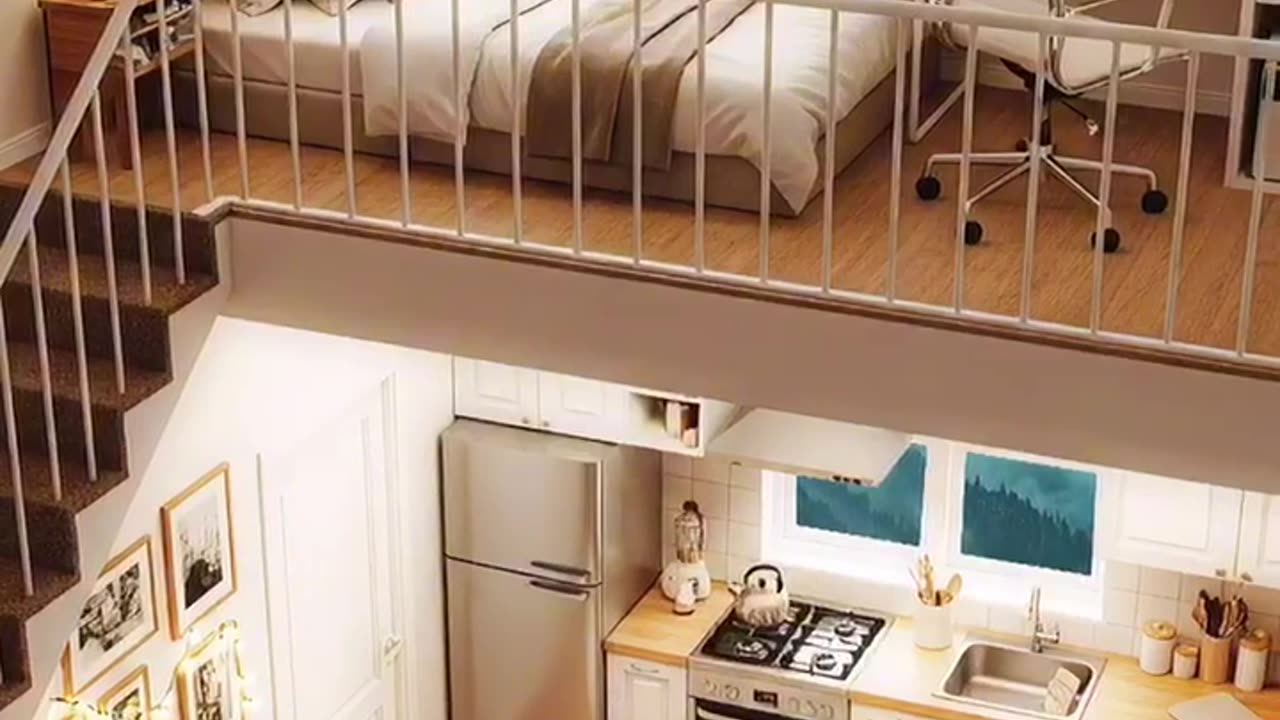 Escape to this cozy loft apartment on a rainy day.