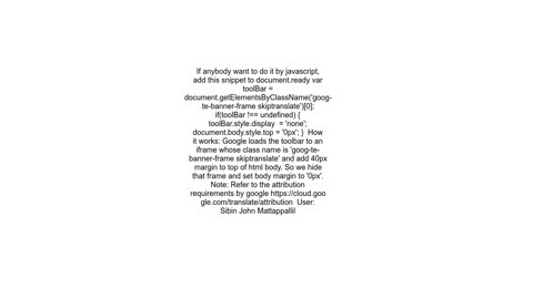 How to disable google translator plug in and set margin-top to 0px for body element