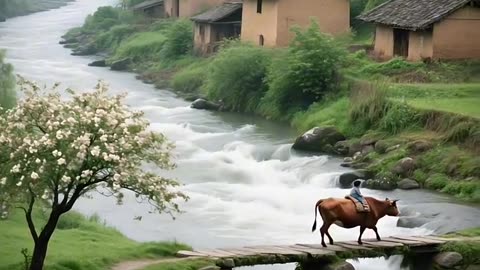 Crossing the River of Simplicity | Village Life Vibes 🌿🐂