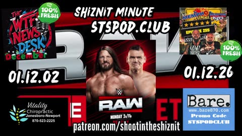 SHIZNIT MINUTE 01.12.26 - BT TALKS MONDAY NIGHT RAW!!