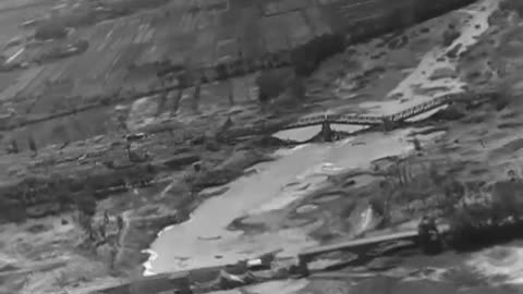 AERIAL VIEWS OF BOM... - AERIAL VIEWS OF BOMB CRATERS AND WRECKED BRIDGES NEAR COCINA - 111-adc-9594