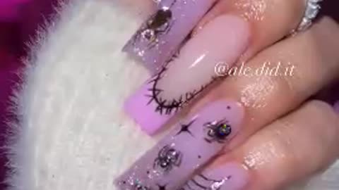 Square Light Pink Nails with Black Pencil Design | Stylish Nail Art 💅🖤🎀