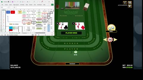 Baccarat -100 units in 24 minutes with 62.6% hit rate an 21 unit drawdown