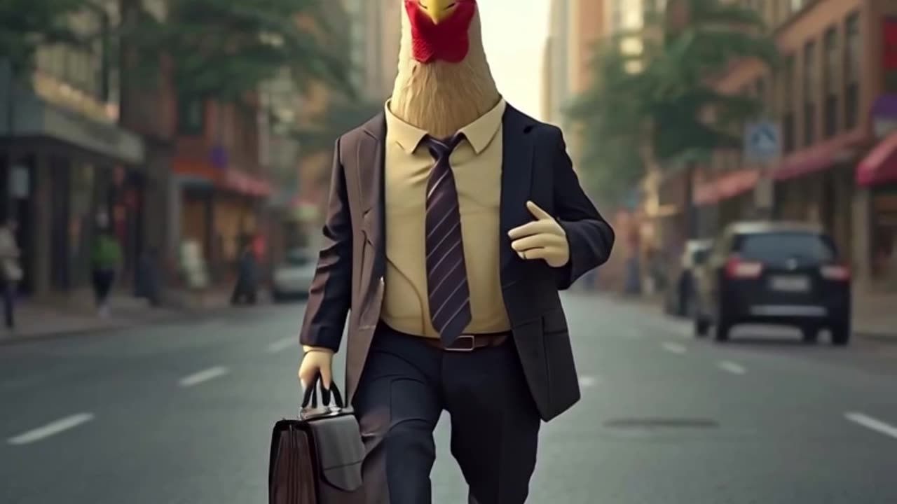 lucid-origin_A_humanized_chicken_wearing_office_clothes_carrying_a_briefcase_walking_to_work_-0.mp4