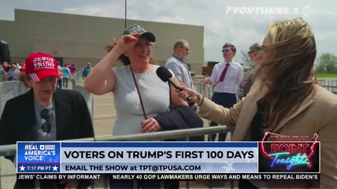 MONICA PAIGE ON THE GROUND AT THE FIRST 100 DAYS TRUMP RALLY LINE