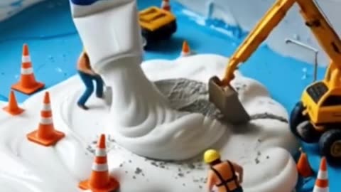 Tiny Workers Fixing a Giant Real Toothpaste