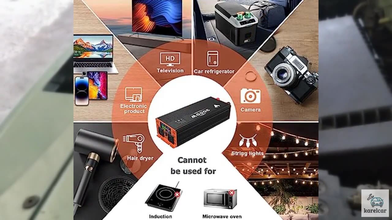 3000 Watt Power Inverter, Car/Home 12V DC to 110V AC Converter, with LED Display