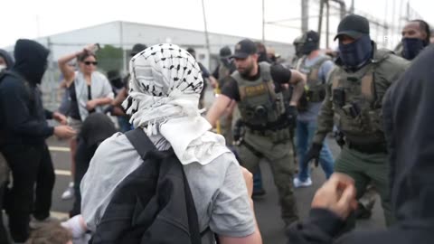ICE Rush Protesters with tazer after they SHAKE GATES - Delaney Hall Detention Center in Newark NJ