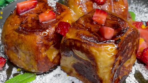 Yummy strawberry honey hawaian toast