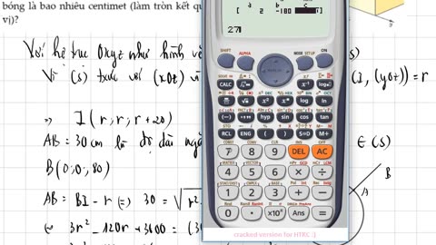 Một quả bóng hình cầu có bán kính r đang được treo trong một góc của tường nhà, một điểm B cố định