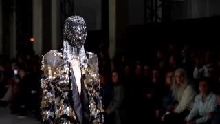 Swiss designer Germanier presents upcycled materials at Paris show