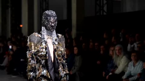 Swiss designer Germanier presents upcycled materials at Paris show