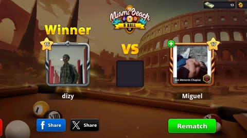 8 Ball Pool Online : A Hard Fought Victory Against Miguel