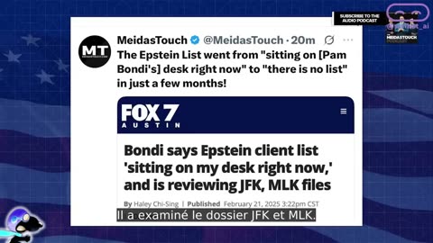 Le ministère de la Justice de Trump affirme désormais que: LA LISTE EPSTEIN N'A JAMAIS EXISTÉE