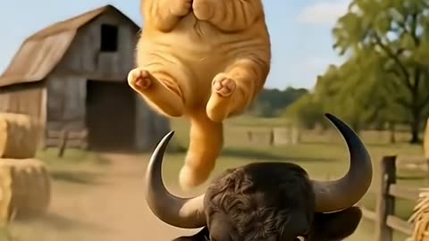 Ai animated funny video 💣🐮 Orange Fat Cat Plants a Bomb in Cow’s Mouth?!