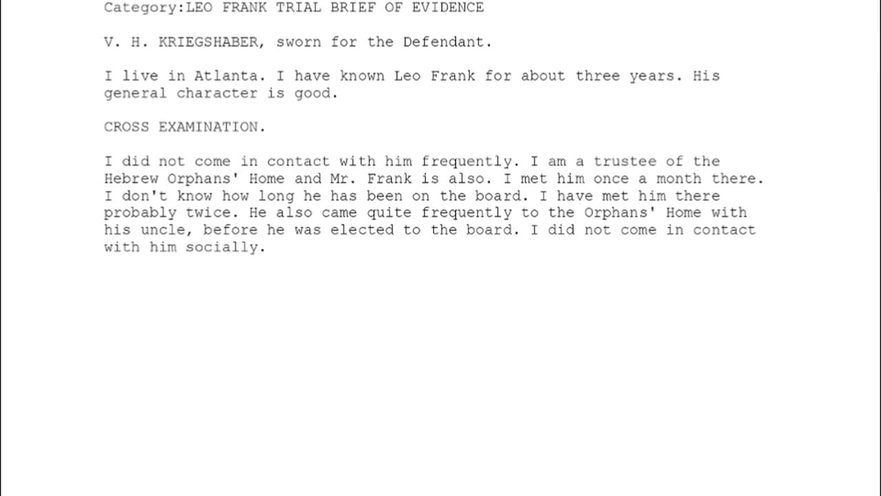 V H KRIEGSHABER, Sworn In For The Defendant, 130th To Testify