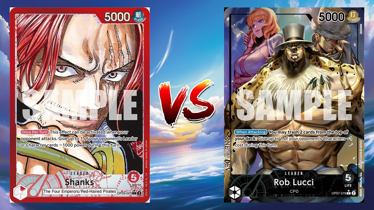 One Piece TCG Red Haired Shanks VS Rob Lucci And Usopp!!