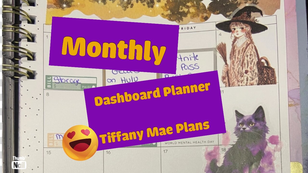 October monthly in my dashboard planner
