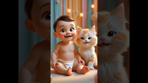 Baby and Kitten Get a Funny Surprise! 😂 | Fart Reaction Moment