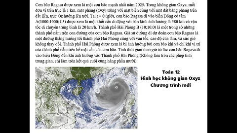 Toán 12: Hình học Oxyz: Cơn bão Ragasa được xem là một cơn bão mạnh nhất năm 2025.
