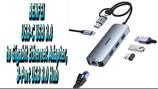 Benfei 3 USB Port Mini Hub w/Ethernet