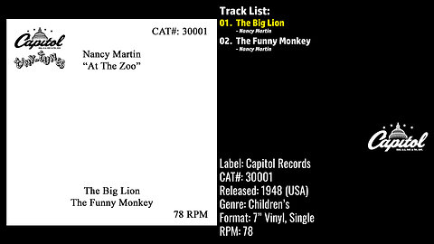 Nancy Martin – At The Zoo (Full Record) – 1948 – CAT.# 30001