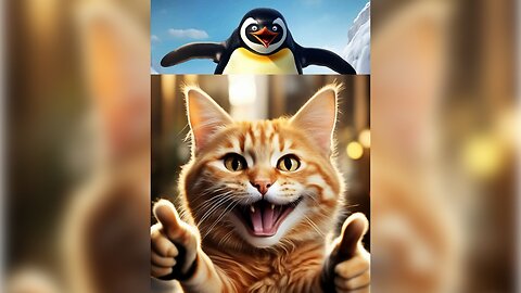 Epic Orange Cat vs Penguin Snow Battle!