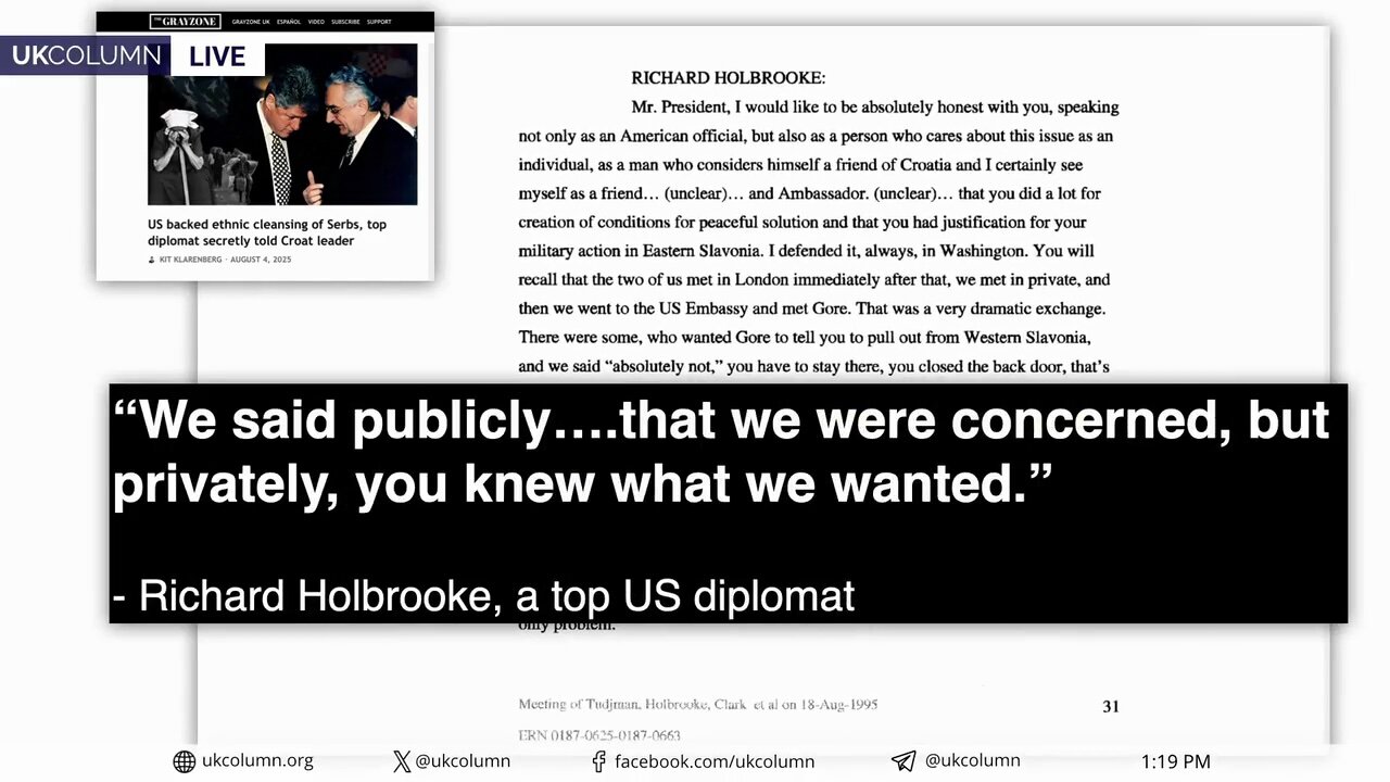 30 Years On, the US Hand in Serb Ethnic Cleansing Comes Into Focus | UK Column News