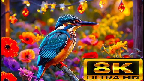 (8K HDR) Nature Wild Life Birds In The Forest - Relaxing Music Birds Singing Sound Of Stream Flowing