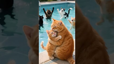 Clumsy Kitten Can’t Swim? Watch Mama Cat’s Genius Solution!