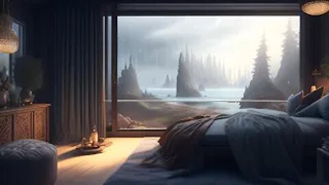 Rain with Windy Thunderstorm outside the Cozy Bedroom | Rain Sounds for Sleeping