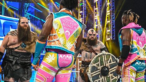 The Viking Raiders dismantle The New Day with a shield attack: SmackDown, July 1, 2022 @wwefree